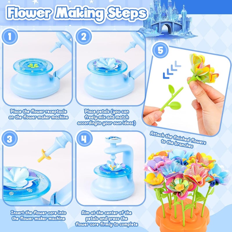 cosone Fabric Flower Bouquets Toys, Arts and Crafts Kits for Kids Age 3-12, Valentines Day Gift, Ideal Gifts for Preschool Girls, Educational Handmade Frozen Toy for Girls Ages 3 4 5 6 7 8 9 - Image 5